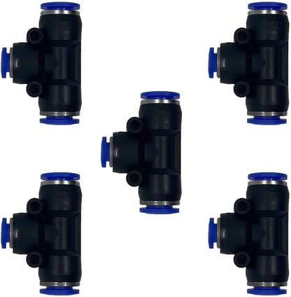 5 Pcs 1/2" x 3/8"x 1/2" Pneumatic T Shaped 3 Way Tube Reducer Connector,Quick Push to Connect Tee Fitting