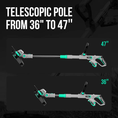 Litheli 20V 12 Inch Cordless String Trimmer/Edger, 2 X 2.0Ah Battery Powered Weed Eater with Auto-Feed for Lawn Trimming/Edging, with 6 Pcs Grass Cutter Spool Line, Fast Charger Included