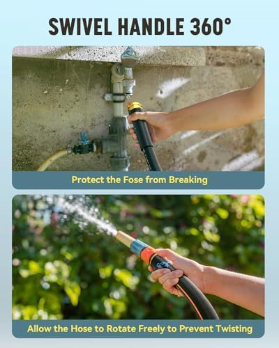 Non-Expandable Leader Hose 15ft x 5/8",Heavy Duty Flexible Garden Hose with Swivel Handle, Male to Female Fittings, Burst 600 PSI, Without Nozzle