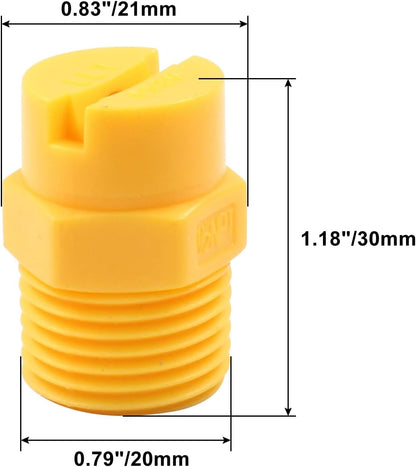 5Pcs 1/2" NPT Male Thread Flat Fan Sprayer Tip 65 Degree Yellow Nozzle Sprayer Nozzle for Industrial Agricultural Equipment Irrigation Cooling