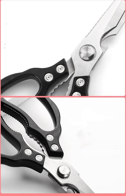 Heavy Duty Sharp Kitchen Scissors, Dishwasher Safe, Cooking Shears for Meat, Chicken, Fish, Poultry, Herb, Bread (Black)