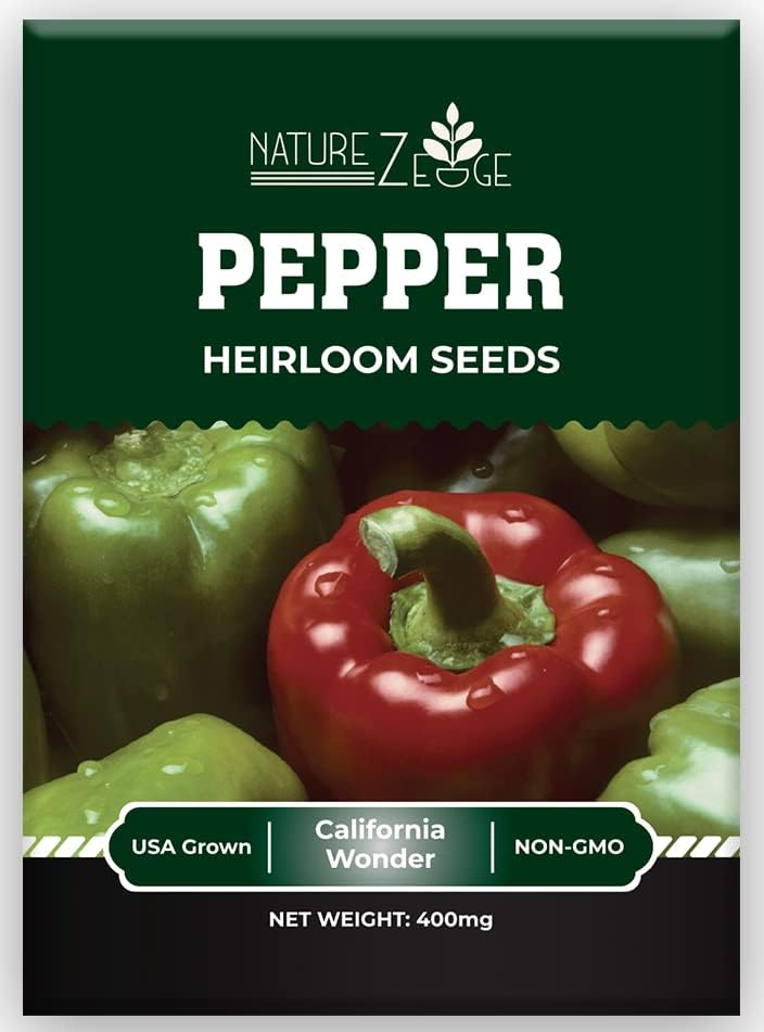 Sweet Pepper Seeds for Planting, Sweet Banana Pepper Seeds, Pepperoncini, Sweet Cherry Pepper Seeds, California Wonder Bell Pepper, and Anaheim, Heirloom Pepper Seed Assortment, Non-GMO