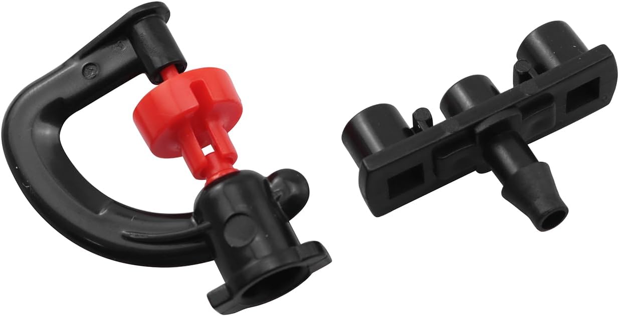 LQ Industrial 20PCS 360 Degree Rotating Plastic Horticultural Agricultural Greenhouse Mist Micro Spray Nozzle with Bracket 6-8m Watering Sprayer Tip Suitable for Fruit Tree Shrubs Nursery Irrigation