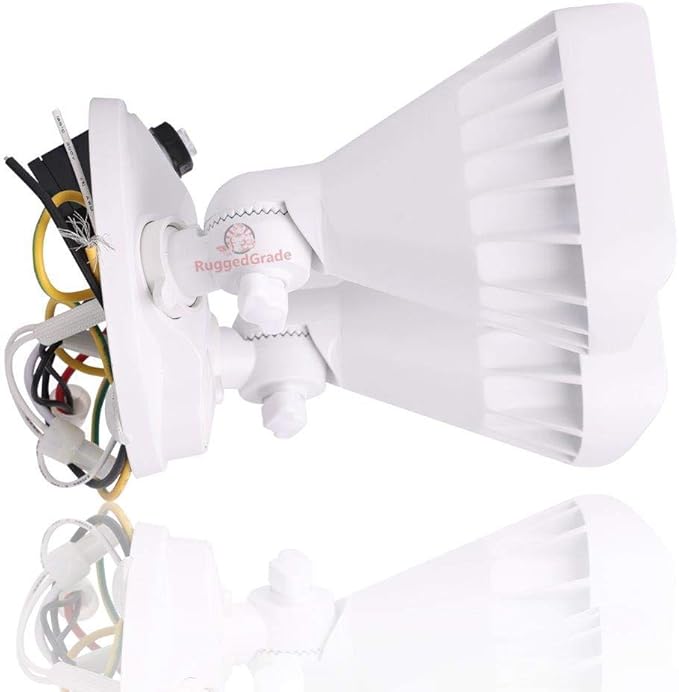 RuggedGrade 20W Turin II Series LED Security Wall Light - Adjustable LED Flood Light - 1,750 Lumens - 5000K Bright White - Dusk to Dawn P/C Sensor - White Housing - Outdoor LED Light | DLC 5.1 Premium