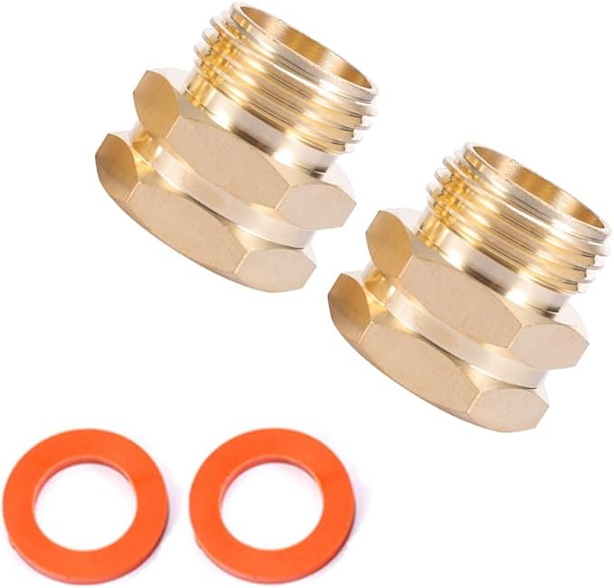 Brass Garden Hose Adapter, 3/4”GHT Male x 3/4”NPT Female Connector,GHT to NPT Adapter Brass Fitting,Brass Garden Hose to Pipe Fittings Connect 2pcs
