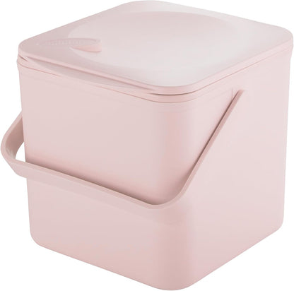 Kitchen Compost Bin – Countertop Food Waste Caddy with Easy Wipe Clean Interior – Made in the UK - 3.5L (0.9 gal.) (Dusty Pink)