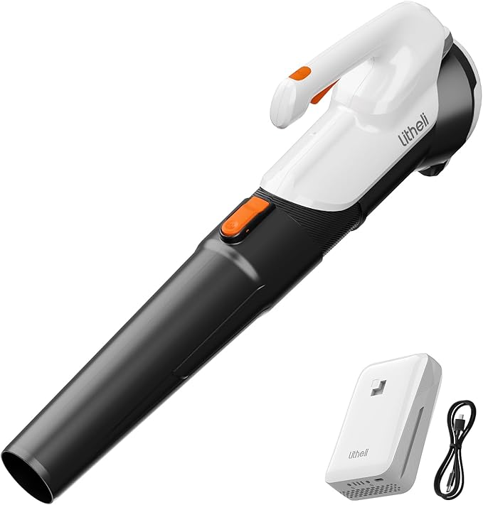 Litheli 20V Cordless Leaf Blower Battery Powered Leaf Blower, 2.0 Ah Battery Lightweight 2 Speed Axial Electric Blowers for Lawn Care, Patio, Snow, Dust, Blowing Leaves