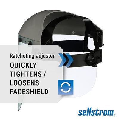 Sellstrom Advantage Face Shield - Lightweight Mask with Crown & Ratchet Headgear, for Work, Grinding, Cutting - ANSI Z87.1 - Clear Uncoated Polycarbonate Window