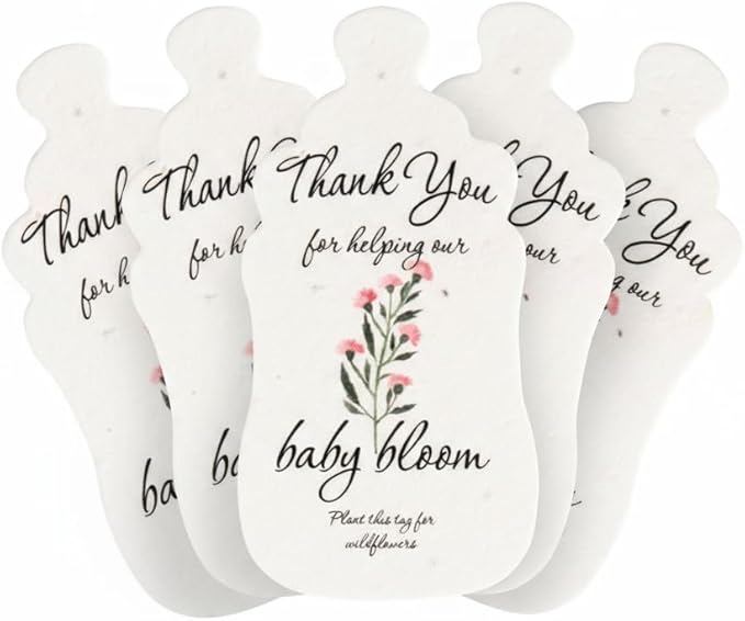 Baby Bottle Shaped Seed Paper – 5 Pink Baby Shower Favors for Guests with Wildflower Seeds, Writable & Plantable, Gender Reveal, Birthday Gifts for Guest