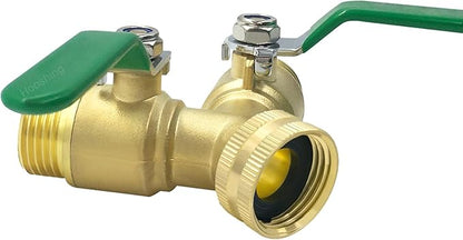Hooshing Garden Hose Splitter 2 Way Heavy Duty Brass Full Flow Hose Connector with Long Handle 3/4" GHT Thread