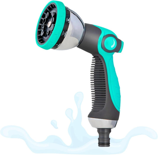High Pressure Hose Nozzle - 10 adjustable spray modes, thumb control valve, durable zinc alloy, perfect for gardening, car washing and pet showering