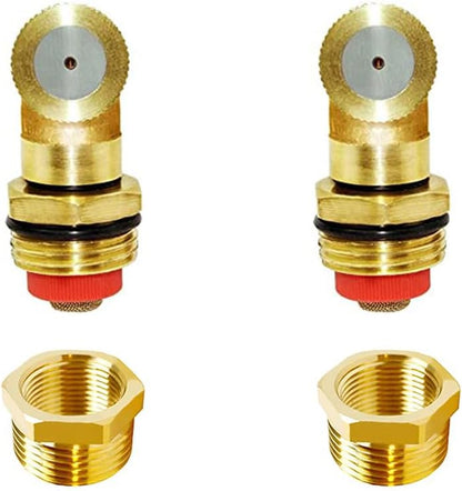 Joywayus Brass Misting Spray Nozzle 3/4" GHT Male 1-Holes Garden Sprinklers Irrigation Connector Water Sprinklers Mister Heads Fitting with Filter Mesh (Pack of 2)