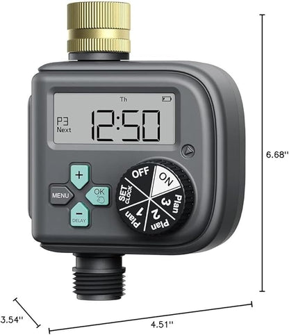 RAINPOINT Sprinkler Timer with 3 Different Programs, Waterproof Hose Timer Brass Inlet with Rain Delay/Manual/Automatic Irrigation System, 1 Outlet