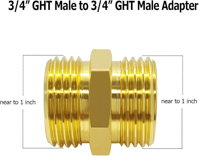 Hooshing Garden Hose Adapter 3/4" GHT to 3/4" GHT Double Male and Female Brass Hose Connectors with Washers