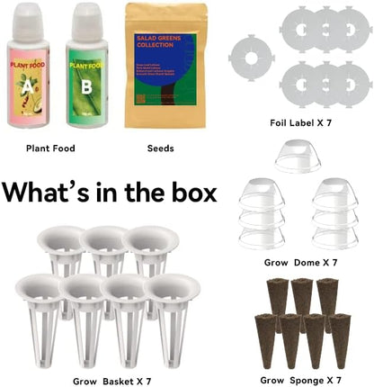 inbloom Salad Green Seed Pod Kit for AeroGarden, Ahopegarden, GARDENCUBE, MUFGA, 7 Pods (350+ Seeds with American Fast/Paris Island/Buttercrunch Lettuce, Swiss Chard, Spinach, Cauliflower, Cabbage)