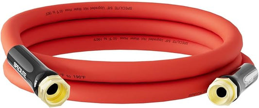 SPECILITE 5/8" Hot/Cold Short Leader Garden Water Hose 10 ft, -50℉-190℉, Flexible & Lightweight Rubber Pipes With 3/4" Brass Fittings for Yard, Outdoor, Farm, Red