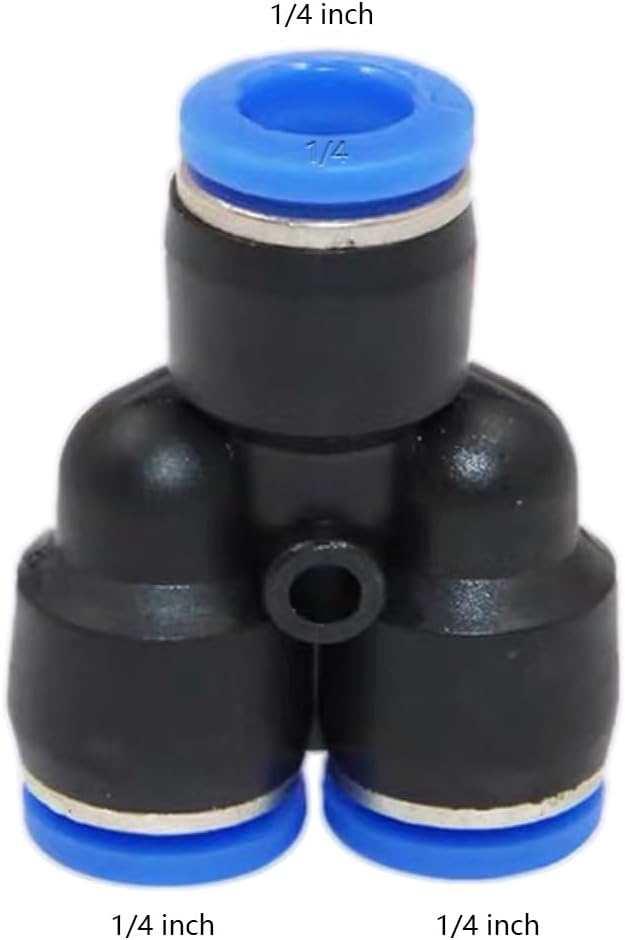 1/4 inch OD Y splitter Push to connect Fittings,push to connect air fittings, air line push connectors (10 Pcs)