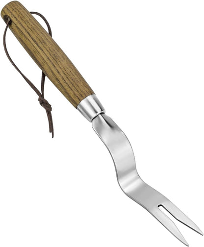 Weed Puller Tool, Hand Weeder with Good Leverage for Easy Pulling Weeds, Heavy Duty Stainless Steel Dandelion Puller Tool, Weed Digger Fork with Comfortable Wood Handle for Removal Dandelion crabgrass