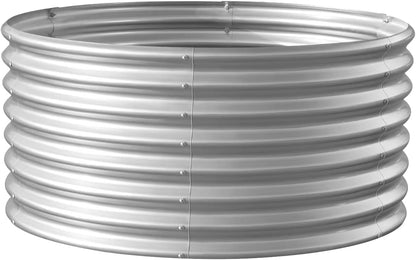 Land Guard 4×4×2ft Galvanized Raised Garden Bed Kit, Round Galvanized Planter Raised Garden Boxes Outdoor, Large Metal Raised Garden Beds for Vegetables, Silver