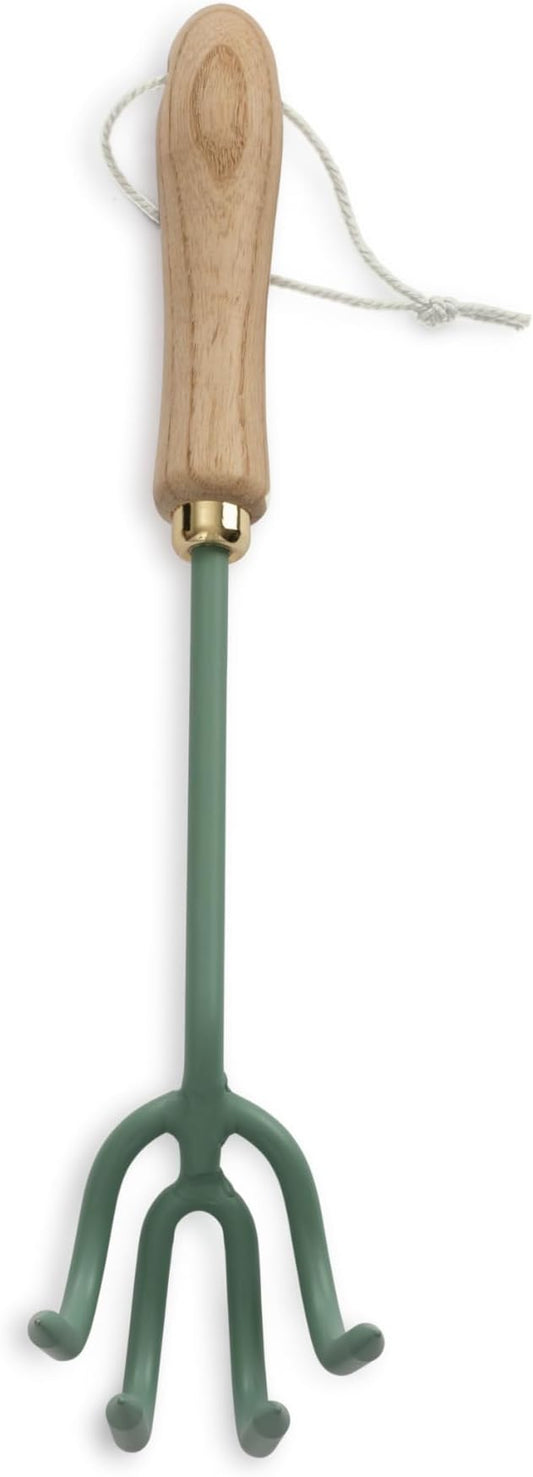 Barebones Cultivator - Weed Remover Tool - Garden Rake and Weeding Tool for Yard Work - Stainless Steel Cultivator for Raking Soil (Ash/Mint)