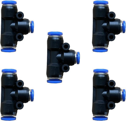 5 Pcs 6mm x 4mm x 6mm Pneumatic T Shaped 3 Way Tube Reducer Connector,Quick Push to Connect Tee Fitting