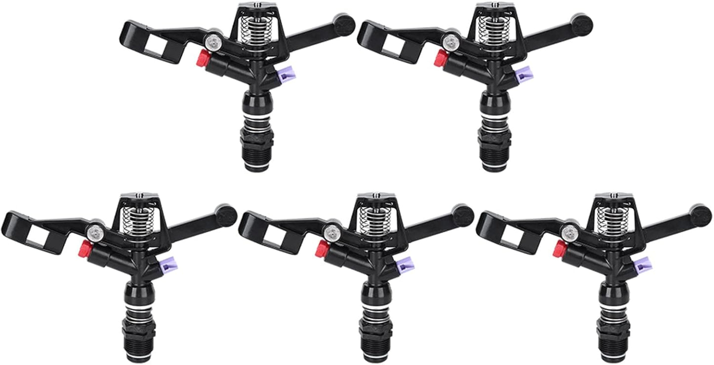 Haofy Impact Sprinkler, 5PCS Garden Impulse Sprinkler, 3/4in DN20 Male Thread, Black