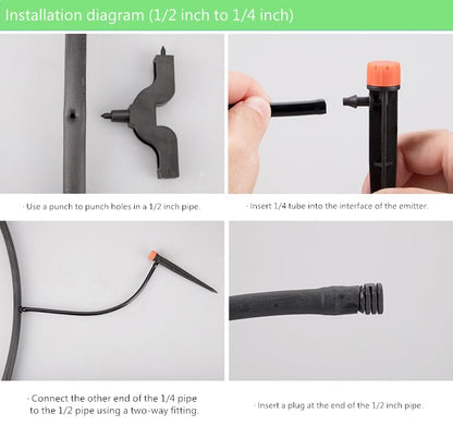 50pcs Drip Emitters for 1/4" Drip Irrigation Tubing, Adjustable 360 Degree Water Flow Drippers on 5" Arrow Stake, Garden Irrigation Drippers for (4-7mm) Watering System