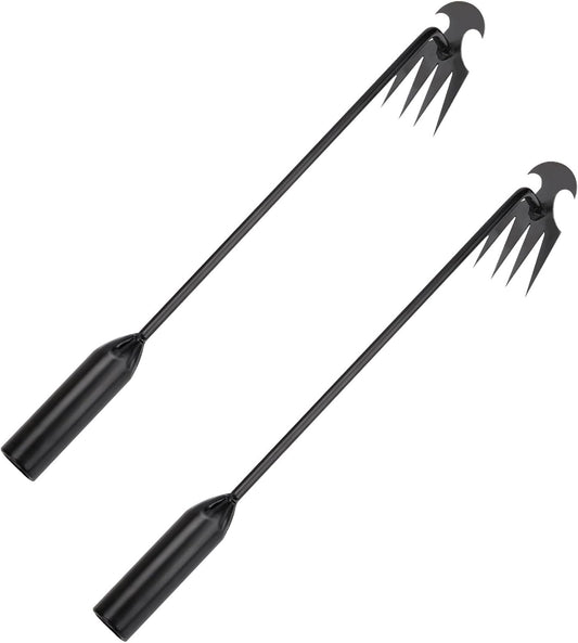 Garden weeding tool 4-tooth manganese steel forged manual weeder Portable root weeding tool Suitable for vegetable gardening backyard farm planting 19.7-inch gardening weeding tool (2-pack)