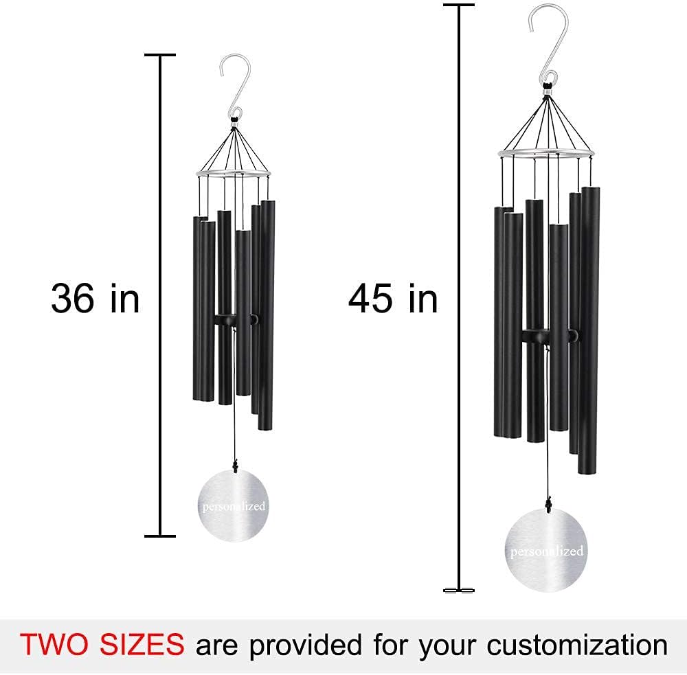 Personalized 36" Bereavement Wind Chimes for Outside, Memorial Gift in Remembrance of a Loved One, Sympathy Gift for Loss of Mother Father Husband, Garden Patio Decor