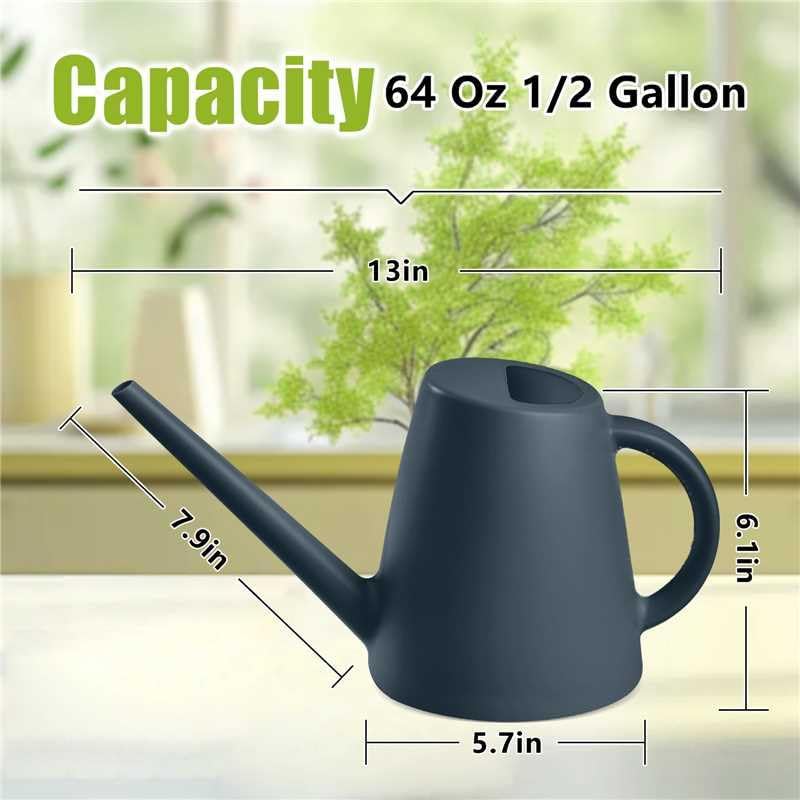 ZXJ Plant Watering Cans for Indoor and Outdoor Home Garden Plants - with Long Spout - Black - 1/2 Gallon