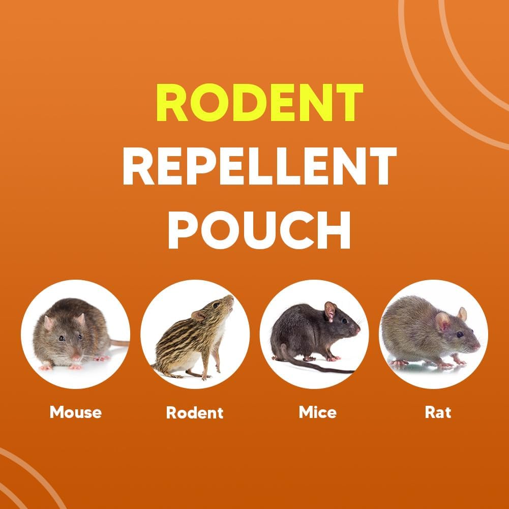 Rodent Repellent Pouches, Rodent Repellent for Car Engines, Mice Repellent Indoor, Natural Peppermint Mouse Repellent, Get Rid of Rodent/Rat & Mice, Safe for Children and Pets - 10P