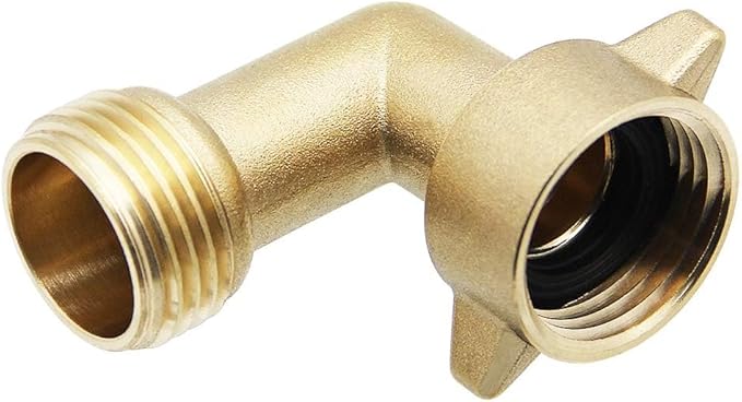 Twinkle Star Garden Hose Elbow Connector 90 Degree Brass Hose Elbow(2pcs) 3/4" Heavy Duty Hose Adapter with 2 O-rings Brass Garden Hose Elbow Solid Brass Adapter