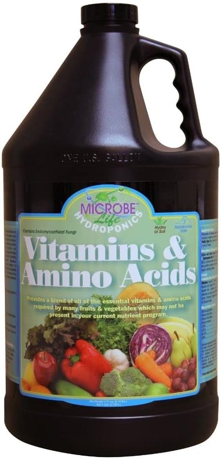 Microbe Life Hydroponics Premium Vitamins & Amino Acids Essential for Maximum Plant Growth and Root Uptake, Use with Any Feeding Systems Including Hydroponics or Soil, 1 Gallon