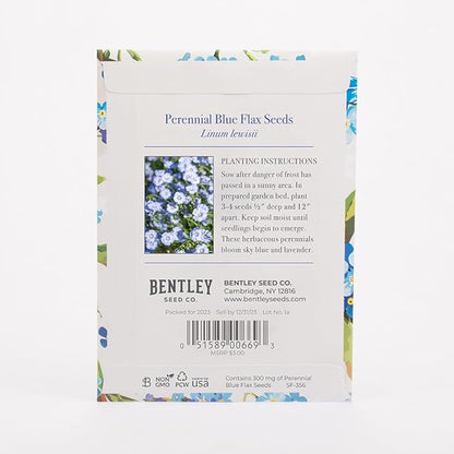 Bentley Seed Co. | Memorial Vintage Gift | Non-GMO, Non-Coated Blue Flax Seed Packets | Memorial & Funeral Keepsake | Linum Lewisii