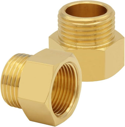 2PCS Brass Garden Hose Adapter 3/4"GHT Male to 3/4"NPT Female Thread Reducer Water Hose Nipple Reducing Convert Pipe Fittings Connector