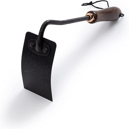 Barebones Square Hand Hoe - Garden Hoe for Weeding with a Long Handle - Japanese Gardening Tool, Sickle Garden Tool (Black/Walnut)