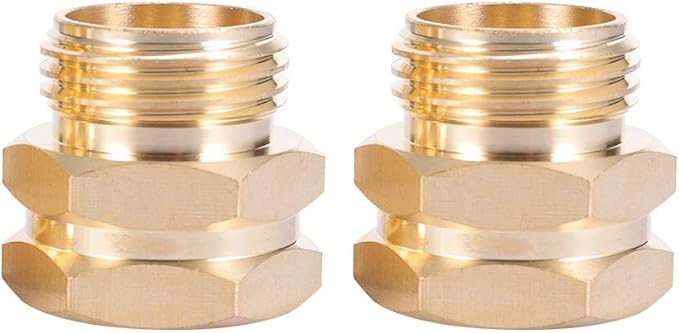 Brass Garden Hose Adapter, 3/4”GHT Male x 3/4”NPT Female Connector,GHT to NPT Adapter Brass Fitting,Brass Garden Hose to Pipe Fittings Connect 2pcs