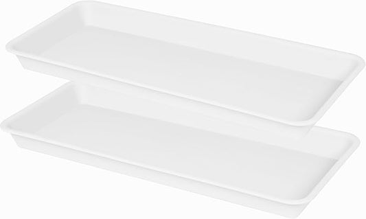2 Pack of Plastic Plant Tray Saucer Rectangular 20 21 inch, Planter Trays Saucers for Indoors Outdoor, Plant Water Drip Tray for Flower Pot Planter, Windowsill Trays (8.5 X 21'', White)