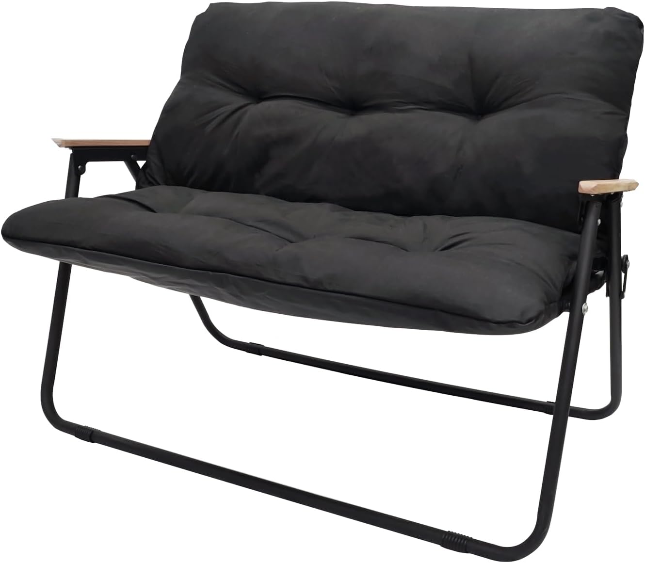 Loveseat Camping Chair for Adults Heavy with Seat Cushion Duty Double Seat Camp Chair for 2 Person Suit for Indoor Outdoor Hiking Patio Beach (Black)
