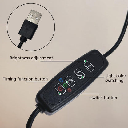 Plant Grow Light, 48 LEDs Full Spectrum Grow Lights for Indoor Plants, Height Adjustable Small Halo Grow Light with Clip, 3 Spectral Modes, Auto Timer 3/9/12Hrs, 10 Levels Brightness,Black