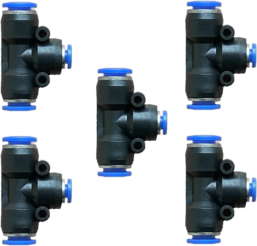 5 Pcs 8mm x 4mm x 8mm Pneumatic T Shaped 3 Way Tube Reducer Connector,Quick Push to Connect Tee Fitting