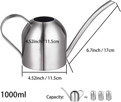 IMEEA Indoor Watering Can for House Plants Stainless Steel Watering Can Metal with Long Spout (33oz/1L)