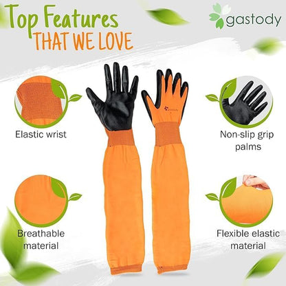 Gastody™ Long Sleeve Gardening Gloves Women and Men - Long Cuff Garden Gloves, Multipurpose Heavy Duty Outdoor and Indoor