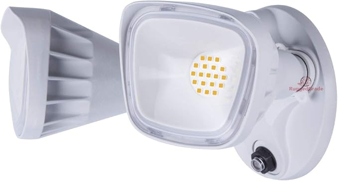 RuggedGrade 20W Turin II Series LED Security Wall Light - Adjustable LED Flood Light - 1,750 Lumens - 5000K Bright White - Dusk to Dawn P/C Sensor - White Housing - Outdoor LED Light | DLC 5.1 Premium