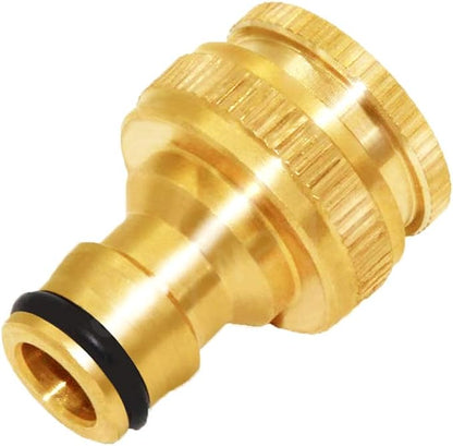Joywayus Brass Garden Hose Tap Connector 1/2" and 3/4" GHT 2-in-1 Female Threaded Faucet Nozzle Quick Connect Adapter Universal Pipe(Pack of 4)