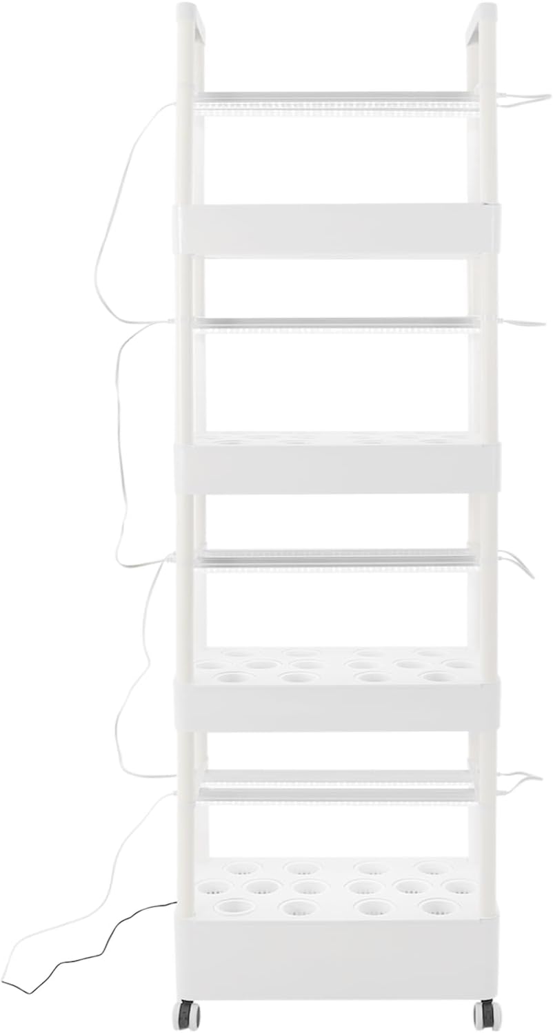 4-Tier Hydroponic Growing Tower Hydroponics Growing System Kit Indoor Outdoor Gardening System with 8.45-Gallon Water Tank & LED Vertical Garden Planter Kits for Homes, Commercial, Botanical Gardens