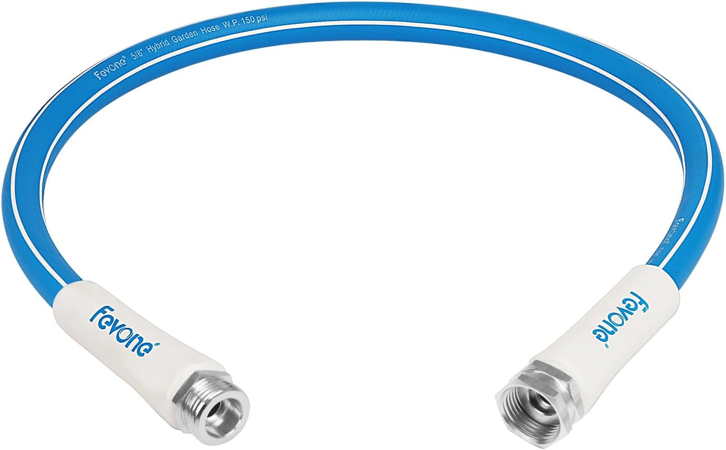 Fevone 3 ft x 5/8" Leader Hose for Hose Reel Connector, 150 PSI Heavy Duty Lead-In Hose with 3/4" Solid Aluminum Fittings