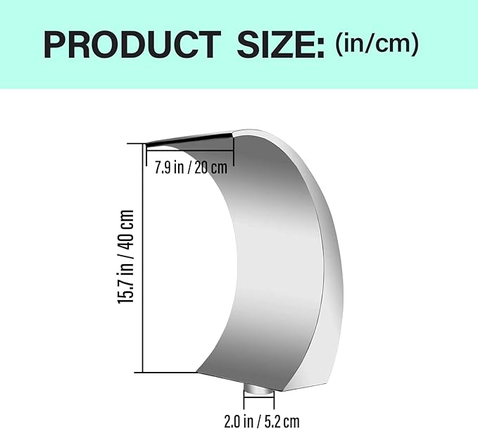 Stainless Steel 304 Pool Fountain Silver Color for Ground Pools Garden Outdoor Waterfalls Sheer Descent Pond Water Feature-15.7" Height