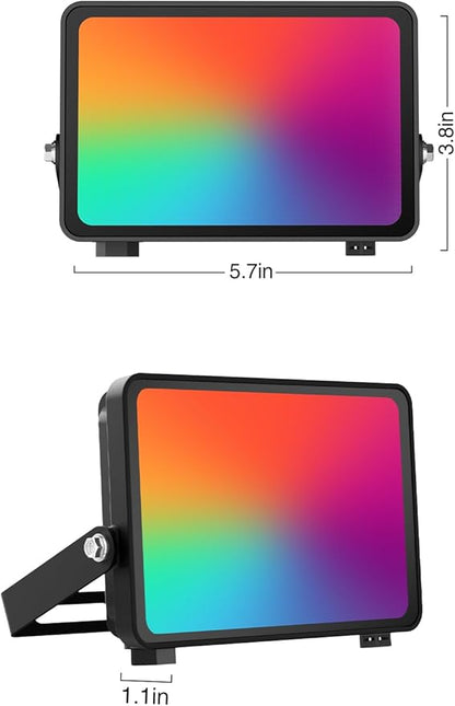 Onforu LED Flood Light Outdoor 25W 2000LM, Color Changing Led Stage Lights Bluetooth APP Control Uplighting, 4 Pack 2700K RGBW Uplights for Events, Spot Lights 16 Million Colors Music Sync, IP66