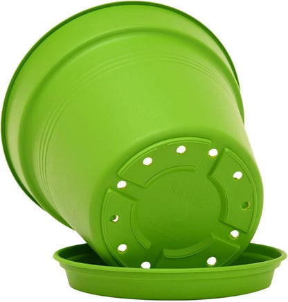 Mintra Home Garden Pots 4pk - Flowers, Herbs, Plants, Indoor, Outdoor, Colorful, Wholesale, Bulk (Light Green, 13cm Diameter (5in))